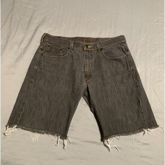 Levi's‎ Jeans Mens Black 34 Cut-off Shorts Denim 569 Loose Fit Cotton Faded - Picture 1 of 12